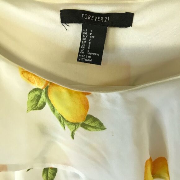 Forever 21 Lemon Ruffle Off Shoulder Crop Top Ruffled Long Sleeves Pop Art Small - Picture 3 of 10